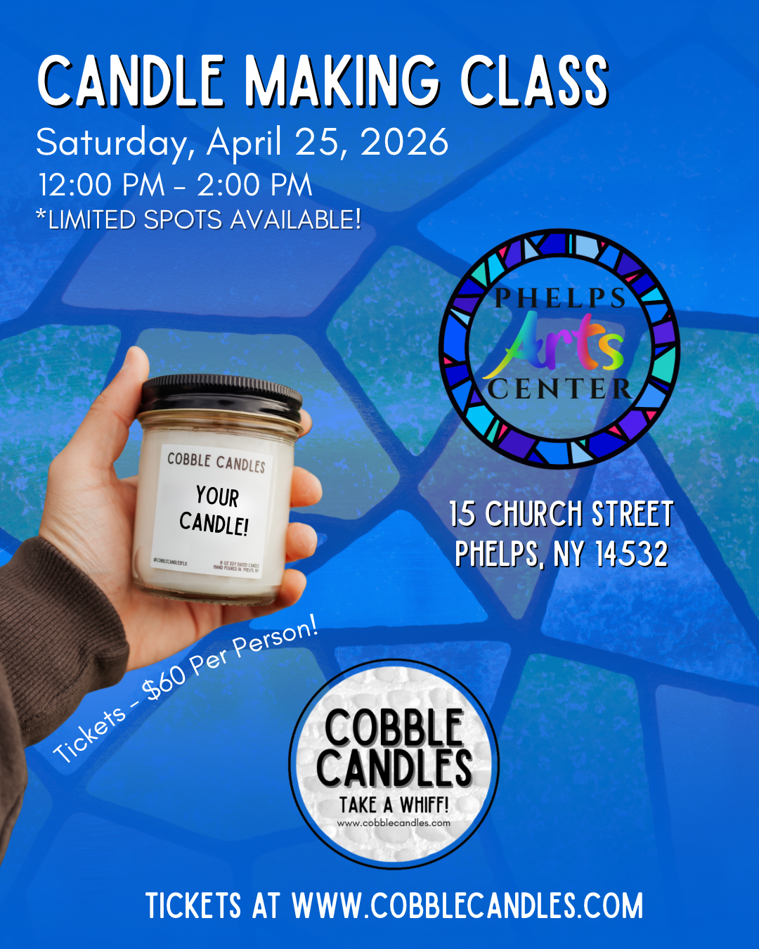 Candle Making Class at the Phelps Arts Center | April 25, 2026